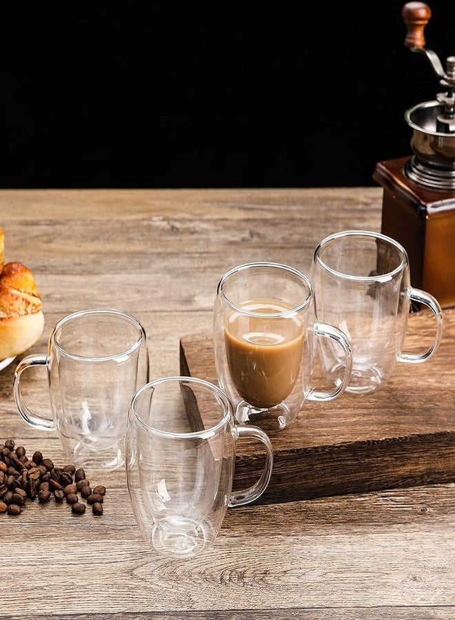 KELVEE طقم أكواب قهوة زجاجية مزدوجة الجدران من KELVEE، مكون من قطعتين، كوب شفاف للاتيه، كابتشينو، إسبريسو، والمشروبات الساخنة والباردة (250 مل) (دائري) - Image 5